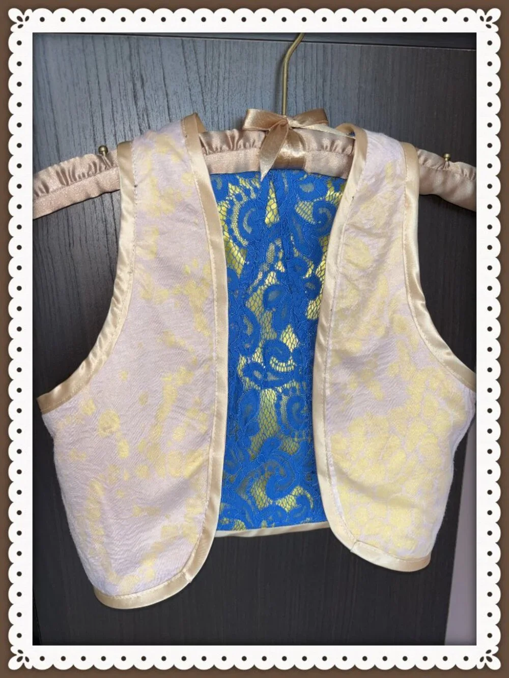 Bridal Girls Bolero Sleeveless Vest Deep Blue Lace Double Lined Size XS 5-10 yrs
